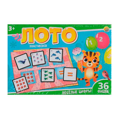  Игра настольная Лото "Весёлые цифры" 36 фишек 