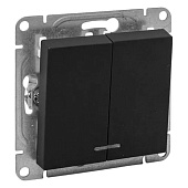 Выключатель встраиваемый 2 клавиши, цвет черный, EKF Эпика Выключатель встраиваемый 2 клавиши, цвет черный, EKF Эпика