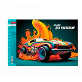  Альбом для рисования А4 24л спираль Динамичные авто серия, металл картон, 24А4мтлВсп 