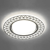 Feron 9914 CD светильник встраиваемый со светод. подсветкой, 20LEDх2835 SMD 4000K, 15W, GX53, без лампы, мат. бел., хром, с драйвером