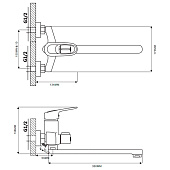  Смеситель для ванны длинный излив переключатель в корпусе E22104 Ekko 