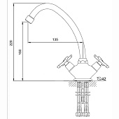  Смеситель для кухни двухвентильный латунь хром RK410786-0 Russant 