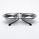  Набор из 2 мисок на подставке, 2 х 100 мл, чёрная подставка, 6918514 