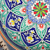  Ляган Риштанская Керамика "Цветы", 32 см, синий 3682297 