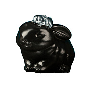 Кашпо "Зайчиха с зайчонком" черный с серебром, 10см 10792046 Кашпо "Зайчиха с зайчонком" черный с серебром, 10см 10792046