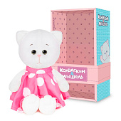  Мягкая игрушка Колбаскин&Мышель, Мышель в розовом платье в горошек, 20 см 