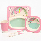 Набор бамбуковой посуды «Единорожка», 5 предметов 4591072 Набор бамбуковой посуды «Единорожка», 5 предметов 4591072