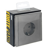 Розетка встраиваемая с заземлением, цвет сталь, IEK FORTE&PIANO Розетка встраиваемая с заземлением, цвет сталь, IEK FORTE&PIANO