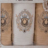  Комплект полотенец в коробке MERZUKA махровые 3 шт.BOSS(бежевый) 