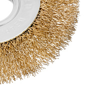 Щетка плоская для УШМ 100 мм,пос. 22.2 мм латун. витая пров.Matrix Щетка плоская для УШМ 100 мм,пос. 22.2 мм латун. витая пров.Matrix