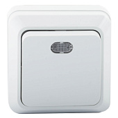 Выкл 1-кл ОП Олимп 10А с подсв бел О0121 Выкл 1-кл ОП Олимп 10А с подсв бел О0121