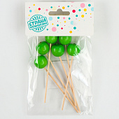  Шпажки «Яблочки», 11 см, набор 6 шт., цвет зелёный 