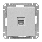 Розетка компьютерная встраиваемая RJ45 UTP cat 5e, цвет алюминий, EKF Эпика Розетка компьютерная встраиваемая RJ45 UTP cat 5e, цвет алюминий, EKF Эпика