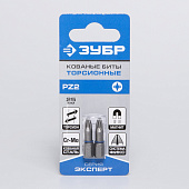  Биты кованые,хвостовик C 1/4", PZ2, 25мм, 2шт/ЗУБР "ЭКСПЕРТ" 