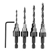 Набор сверл под конфирмат, 3-5 мм, (уп.4 шт)Denzel Набор сверл под конфирмат, 3-5 мм, (уп.4 шт)Denzel