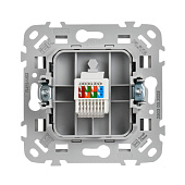 Розетка компьютерная встраиваемая RJ45 UTP cat 5e, цвет черный, IEK FLITE