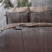  Комплект постельного белья EFOR SATIN BEJ/GRI с одеялом бежево-серый евро 