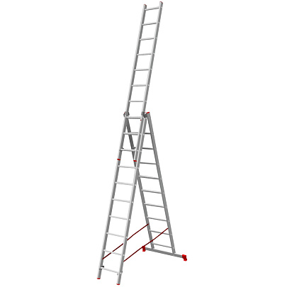  Лестница алюминиевая трехсекционная 10 ступеней 
