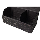 Бокс-органайзер в багажник 66х32х30см Экокожа Черный, строчка золотая Бокс-органайзер в багажник 66х32х30см Экокожа Черный, строчка золотая