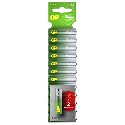 Батарейка AAA G-tech Alkaline LR03, 10шт+2шт, GP Super Батарейка AAA G-tech Alkaline LR03, 10шт+2шт, GP Super