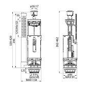 Арматура для бачка кноп 2 режима нижняя подводка F012400-01K Iddis