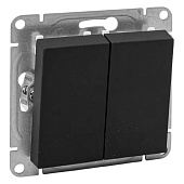 Выключатель встраиваемый 2 клавиши, цвет черный, с подсветкой, EKF Эпика Выключатель встраиваемый 2 клавиши, цвет черный, с подсветкой, EKF Эпика