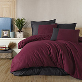 Комплект постельного белья Clasy PURE BORDO V6, евро, ранфорс 