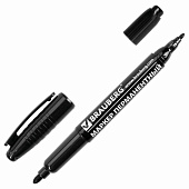  Маркер перманентный черный двусторонний BRAUBERG, круглый наконечник, 2/4 мм, 150836 