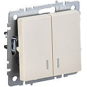 Выключатель встраиваемый 2 клавиши, цвет бежевый, с подсветкой, IEK BRITE Выключатель встраиваемый 2 клавиши, цвет бежевый, с подсветкой, IEK BRITE