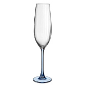 Набор бокалов для шампанского Crystal Bohemia Columba Optic Синяя ножка 260 мл (2 шт) БСС0507