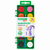 Краски акварельные 12цв, Brauberg Kids, круглые кюветы, пластиковый пенал, с кистью, 191806 Краски акварельные 12цв, Brauberg Kids, круглые кюветы, пластиковый пенал, с кистью, 191806