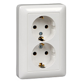  Розетка 2-м белая 16А с заземлен., скрыт.установка/Хит/SE 
