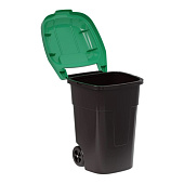  Бак для мусора 65л на колёсах, черно-зеленый М4663 