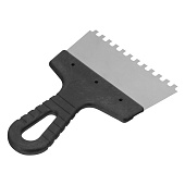 Шпатель зубчатый 150мм, зуб 6х6мм, пластмассовая ручка, нержавеющая сталь Шпатель зубчатый 150мм, зуб 6х6мм, пластмассовая ручка, нержавеющая сталь