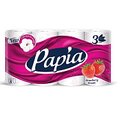  Туалетная бумага Hayat Papia Клубничная мечта 3-х сл. белая 8шт. Арт.5064679 (ф7) 