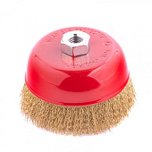 Щетка "чашка" для УШМ 125 мм, М14 латун. витая пров. Matrix Щетка "чашка" для УШМ 125 мм, М14 латун. витая пров. Matrix