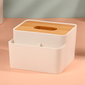  Органайзер с крышкой Bamboo, 3 секции, 16х15х10 см, белый, 10238845 