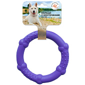  Игрушка для собак Зооник, кольцо с ручкой, цветное 