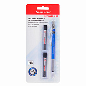  Карандаш механический 0,5 мм + грифели HB 24 штуки на блистере, BRAUBERG METALLIC-X 05, 181965 