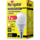 Лампа LED 7Вт Е14, шар, 2700К теплый Navigator