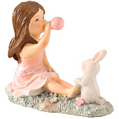Сувенир полистоун "Малышка надувает шарик, с зайчиком на лужайке" розовый 10,5х5х9 см 10583155 Сувенир полистоун "Малышка надувает шарик, с зайчиком на лужайке" розовый 10,5х5х9 см 10583155