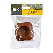 Розетка накладная с заземлением, цвет дуб, IEK GLORY
