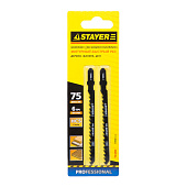 Полотна STAYER, T244D, по дереву, ДВП, ДСП, фигур. рез, T-хвост., шаг 4мм, 75мм (уп.2шт)