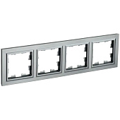 Рамка для розеток и выключателей, 4 поста, цвет сталь, IEK BRITE Рамка для розеток и выключателей, 4 поста, цвет сталь, IEK BRITE