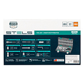 Набор инструментов, 57 предм., 1/4", CrV, пластиковый кейс Stels 14101