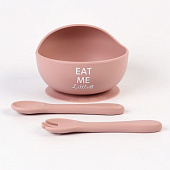 Тарелка детска и столовые приборы M&B,пыльная роза, 9037726 Тарелка детска и столовые приборы M&B,пыльная роза, 9037726