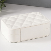 Шкатулка для украшений кожзам Стёганная. Ромбы белая 11х16х5 см 10524184 Шкатулка для украшений кожзам Стёганная. Ромбы белая 11х16х5 см 10524184