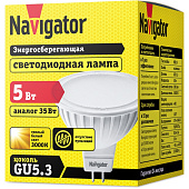 Лампа LED 5Вт GU5.3 рефлект.R50(MR16) 3000К/Navigator NLL-MR16