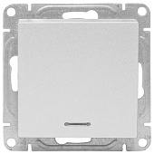Выключатель встраиваемый 1 клавиша, цвет алюминий, с подсветкой, EKF Эпика Выключатель встраиваемый 1 клавиша, цвет алюминий, с подсветкой, EKF Эпика