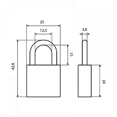 Замок навесной HG-325 d 3,8мм серый СТАНДАРТ Замок навесной HG-325 d 3,8мм серый СТАНДАРТ